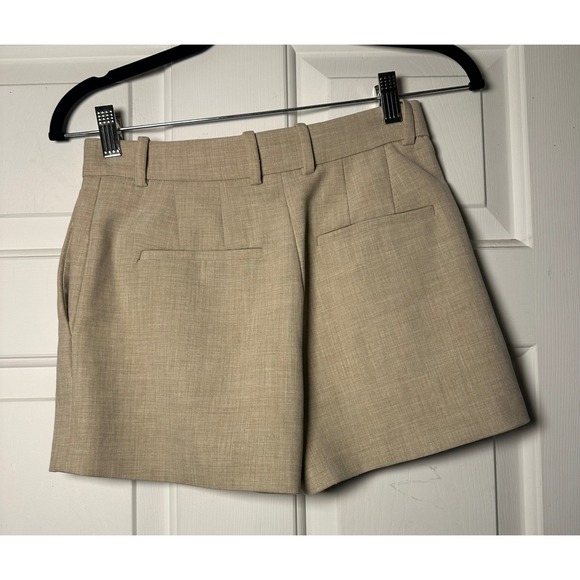 Aritzia Babaton Atelier High Waisted Pleated Tailored Shorts Tan Size 0 - Picture 3 of 6
